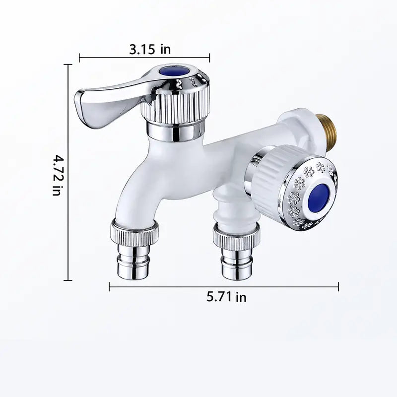 🔥Last Day 50% OFF -🔥Dual Outlet Washing Machine Plastic Faucet, 1 In 2 Out Water Plastic Tap, 3/4 Inch Universal Connector