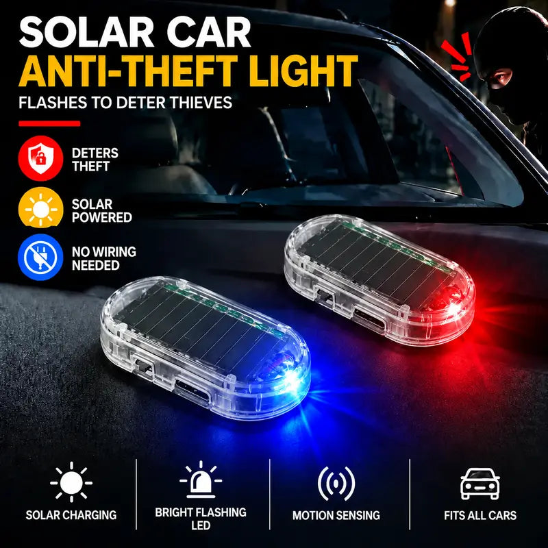 Solar Powered Fake Car Alarm Light, Plastic Material Auto Light Sensor LED Simulated Security Warning Flashing Light