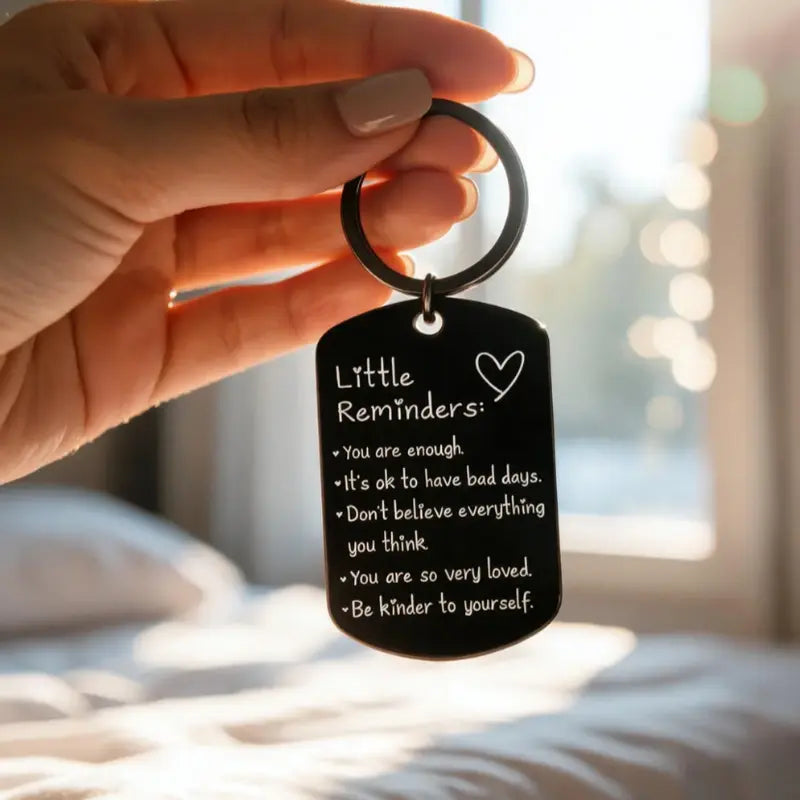 🔥Last Day 70% OFF -🔥Unisex Minimalist Slogan Keychain - Palm-Sized Polyester-Nylon Fabric Daily Carry Keyring