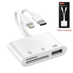 Portable MicroSD Card Reader - Dual Connector USB C & iPhone Connector, USB 3.0 Dual-Slot Memory Reader for iPhone/iPad Cameras, Supports SD/TF, Android Devices Compatible, 2-Way Sync & Tracking Camera Viewer