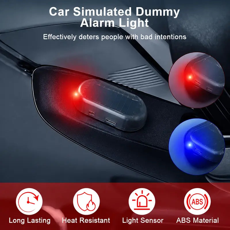 Solar Powered Fake Car Alarm Light, Plastic Material Auto Light Sensor LED Simulated Security Warning Flashing Light