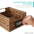 Set of 4 Water Hyacinth Pantry Baskets w/ Chalkboard, Marker - 12in