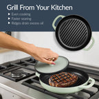 6-Piece Cast Iron Cookware Set, Dutch Oven, Skillet W/Lid, Grill Pan, Press
