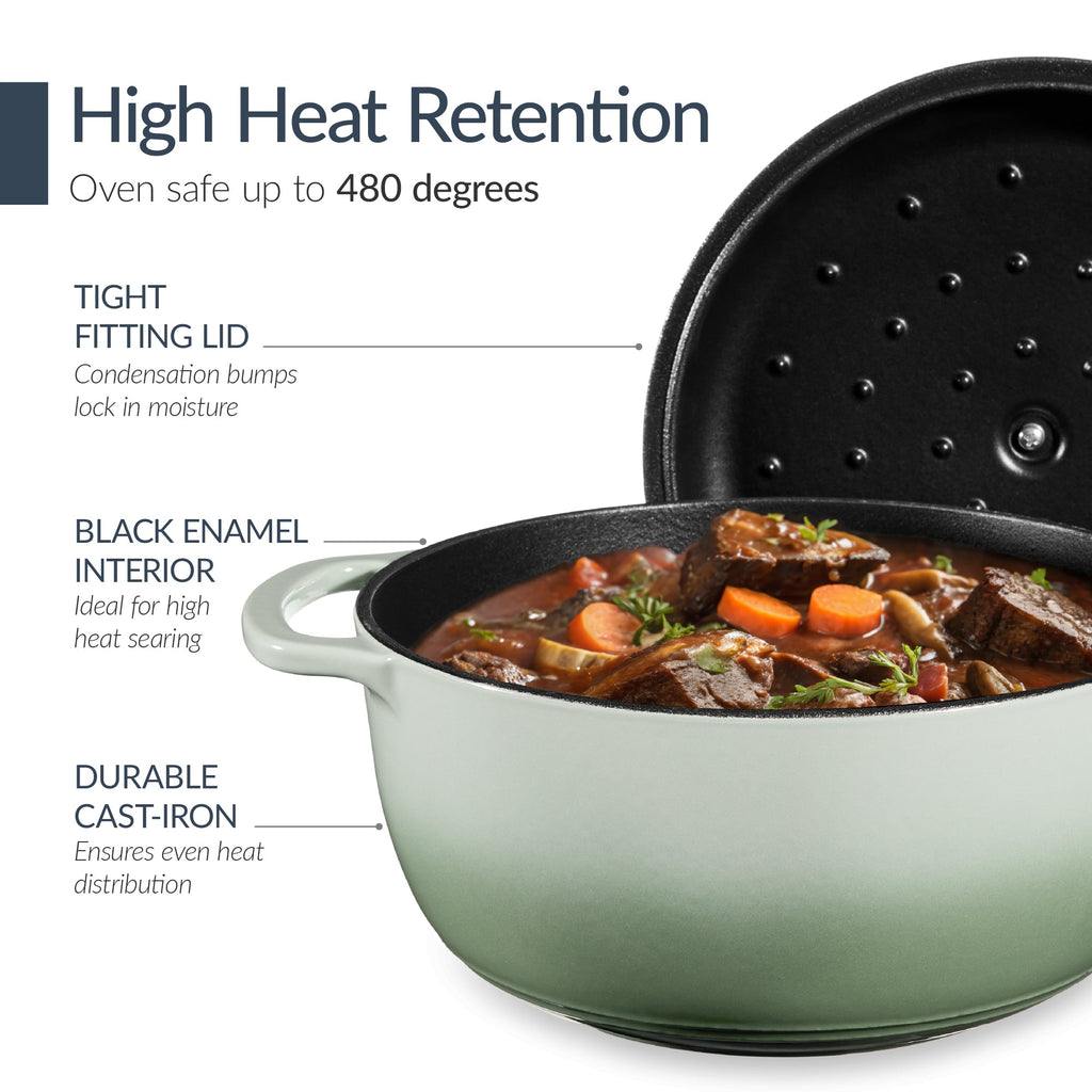 6-Piece Cast Iron Cookware Set, Dutch Oven, Skillet W/Lid, Grill Pan, Press