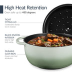 6-Piece Cast Iron Cookware Set, Dutch Oven, Skillet W/Lid, Grill Pan, Press