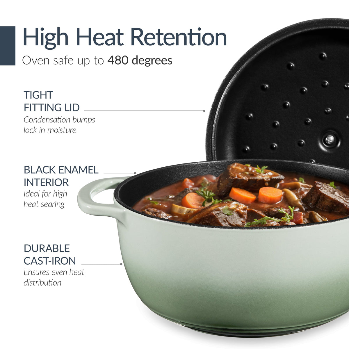 6-Piece Cast Iron Cookware Set, Dutch Oven, Skillet W/Lid, Grill Pan, Press