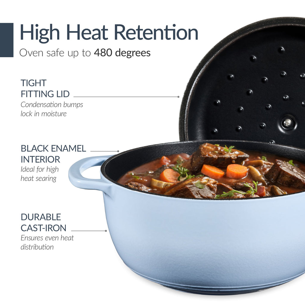 6-Piece Cast Iron Cookware Set, Dutch Oven, Skillet W/Lid, Grill Pan, Press