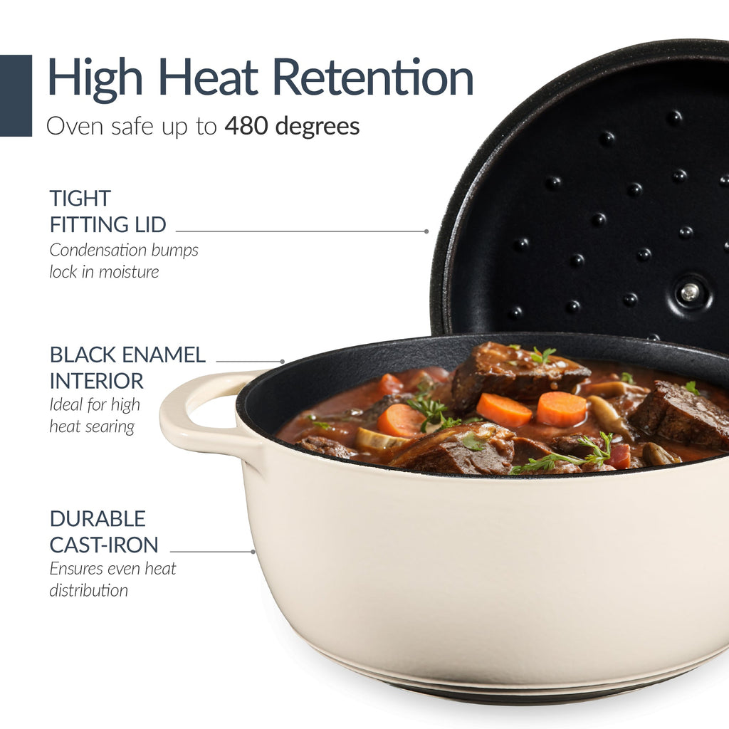 6-Piece Cast Iron Cookware Set, Dutch Oven, Skillet W/Lid, Grill Pan, Press