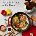 6-Piece Cast Iron Cookware Set, Dutch Oven, Skillet W/Lid, Grill Pan, Press