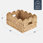 16x12 Scalloped Shelf Basket, Pantry Bins, 2 Pack