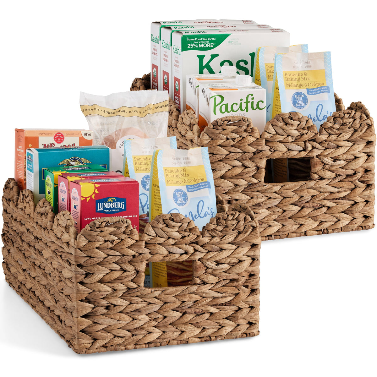 16x12 Scalloped Shelf Basket, Pantry Bins, 2 Pack
