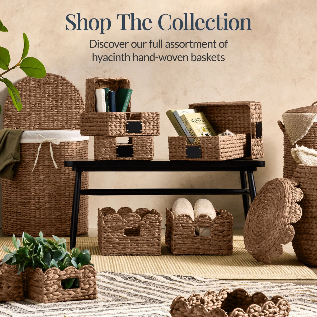 16x12 Scalloped Shelf Basket, Pantry Bins, 2 Pack