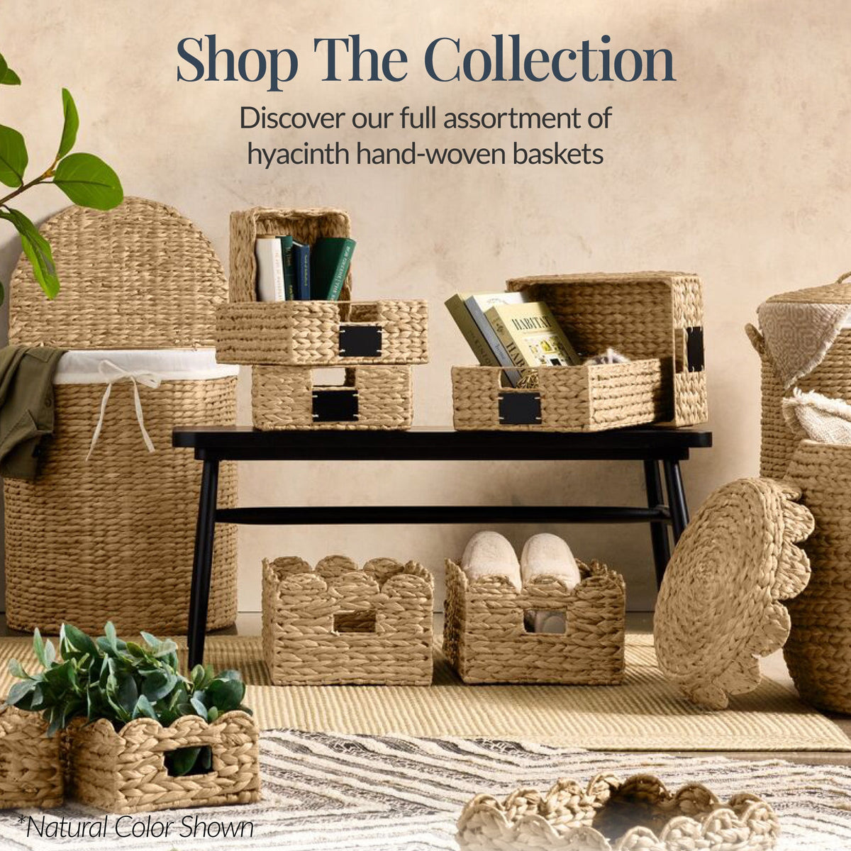 16x12 Scalloped Shelf Basket, Pantry Bins, 2 Pack