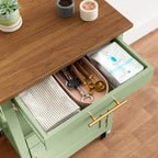 Rolling Kitchen Island Cart, Cabinet W/ Drawer, Sliding Tray, Outlet, Wheels