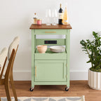 Rolling Kitchen Island Cart, Cabinet W/ Drawer, Sliding Tray, Outlet, Wheels