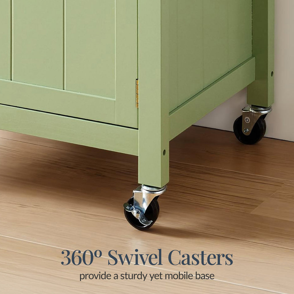 Rolling Kitchen Island Cart, Cabinet W/ Drawer, Sliding Tray, Outlet, Wheels