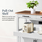36in Large Rolling Kitchen Island Cart, 2-Door Cabinet, Outlet, & Wheels