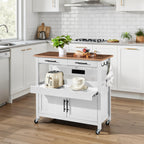 36in Large Rolling Kitchen Island Cart, 2-Door Cabinet, Outlet, & Wheels