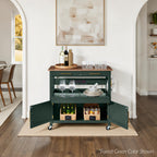 36in Large Rolling Kitchen Island Cart, 2-Door Cabinet, Outlet, & Wheels