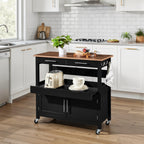 36in Large Rolling Kitchen Island Cart, 2-Door Cabinet, Outlet, & Wheels