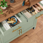 36in Large Rolling Kitchen Island Cart, 2-Door Cabinet, Outlet, & Wheels