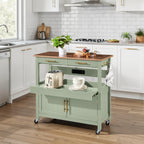 36in Large Rolling Kitchen Island Cart, 2-Door Cabinet, Outlet, & Wheels
