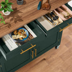 36in Large Rolling Kitchen Island Cart, 2-Door Cabinet, Outlet, & Wheels