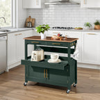 36in Large Rolling Kitchen Island Cart, 2-Door Cabinet, Outlet, & Wheels