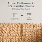 Water Hyacinth Pantry Storage Baskets, Wicker Baskets w/ Built-in Handles