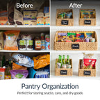 Water Hyacinth Pantry Storage Baskets, Wicker Baskets w/ Built-in Handles