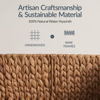 Water Hyacinth Pantry Storage Baskets, Wicker Baskets w/ Built-in Handles