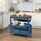 36in Large Rolling Kitchen Island Cart, 2-Door Cabinet, Outlet, & Wheels