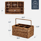 Handwoven Silverware Organizer w/ Handle, 4 Compartments