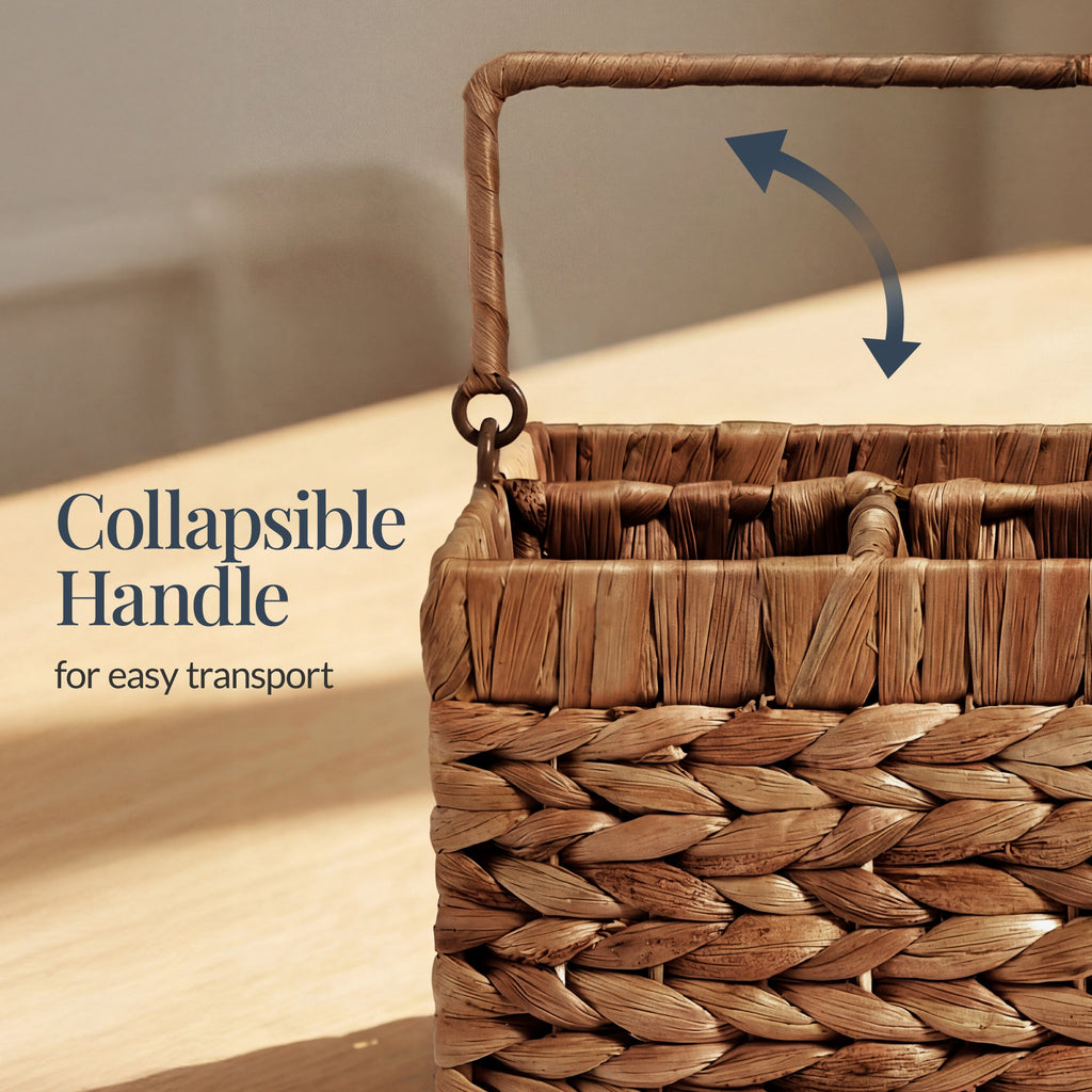 Handwoven Silverware Organizer w/ Handle, 4 Compartments