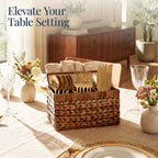 Handwoven Silverware Organizer w/ Handle, 4 Compartments