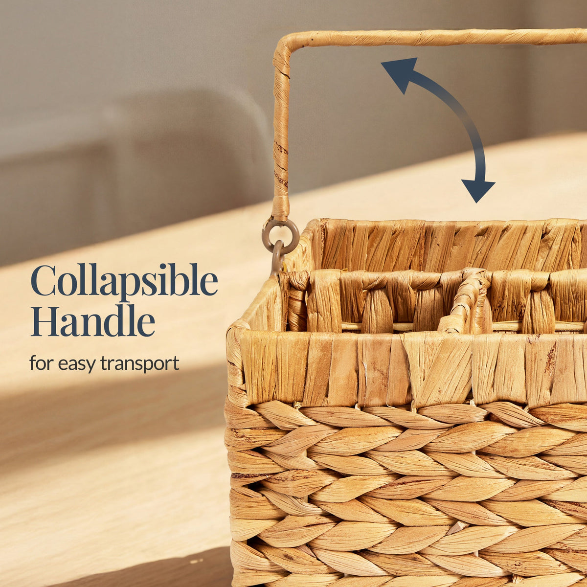 Handwoven Silverware Organizer w/ Handle, 5 Compartments