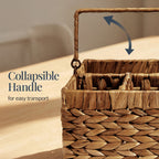 Handwoven Silverware Organizer w/ Handle, 5 Compartments