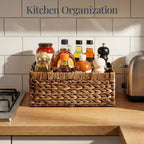 Handwoven Silverware Organizer w/ Handle, 5 Compartments