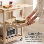 Rolling Kitchen Island Cart W/Shelves, Drop Leaf Extension, Locking Wheels