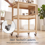 Rolling Kitchen Island Cart W/Shelves, Drop Leaf Extension, Locking Wheels