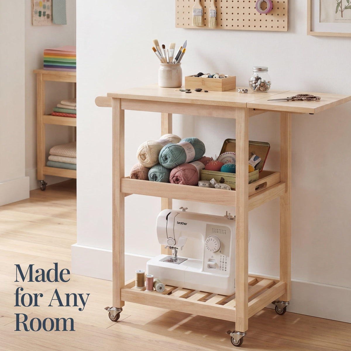 Rolling Kitchen Island Cart W/Shelves, Drop Leaf Extension, Locking Wheels
