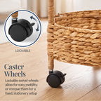 3-Tier Round Rolling Nursery Caddy w/Wheels, Handwoven Utility Cart