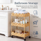 3-Tier Scalloped Rolling Nursery Caddy w/Wheels, Storage Utility Cart