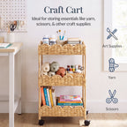 3-Tier Scalloped Rolling Nursery Caddy w/Wheels, Storage Utility Cart