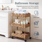 3-Tier Scalloped Rolling Nursery Caddy w/Wheels, Storage Utility Cart