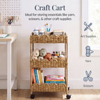 3-Tier Scalloped Rolling Nursery Caddy w/Wheels, Storage Utility Cart
