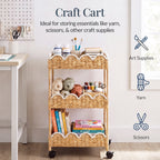 3-Tier Scalloped Rolling Nursery Caddy w/Wheels, Storage Utility Cart