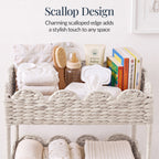 3-Tier Scalloped Rolling Nursery Caddy w/Wheels, Storage Utility Cart