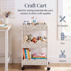 3-Tier Scalloped Rolling Nursery Caddy w/Wheels, Storage Utility Cart