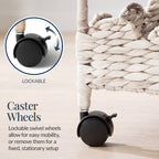 3-Tier Scalloped Rolling Nursery Caddy w/Wheels, Storage Utility Cart